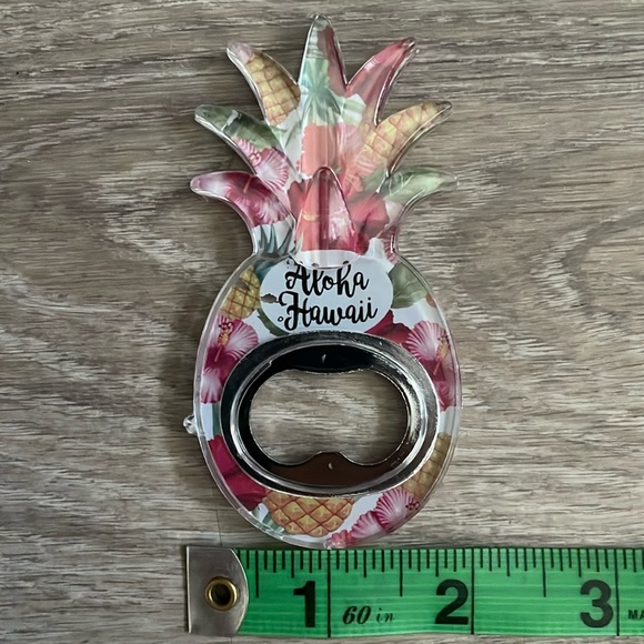 Aloha From Hawaii Pineapple Shaped Bottle Opener Fridge Magnet Souvenir - Picture 2 of 5